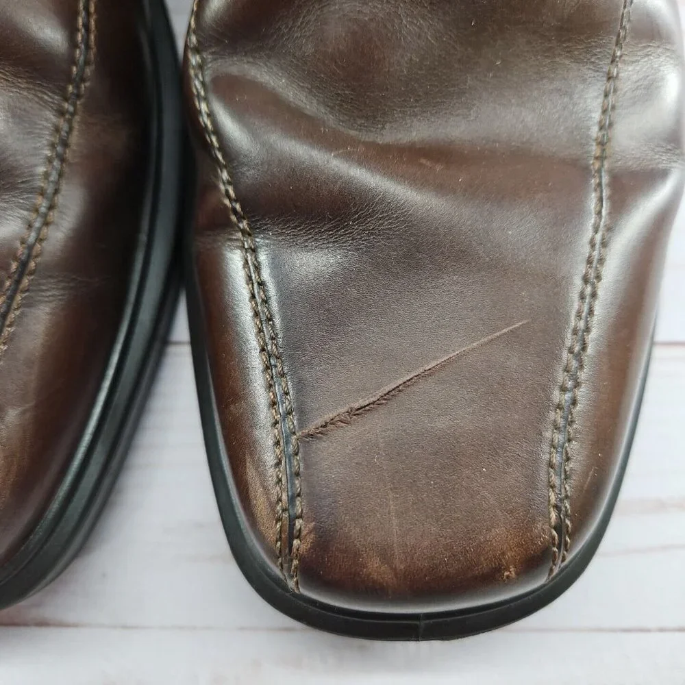 ECCO Helsinki Mens 44 Size 10/10.5 Brown Leather Bike-Toe Oxford‎ Dress Casual